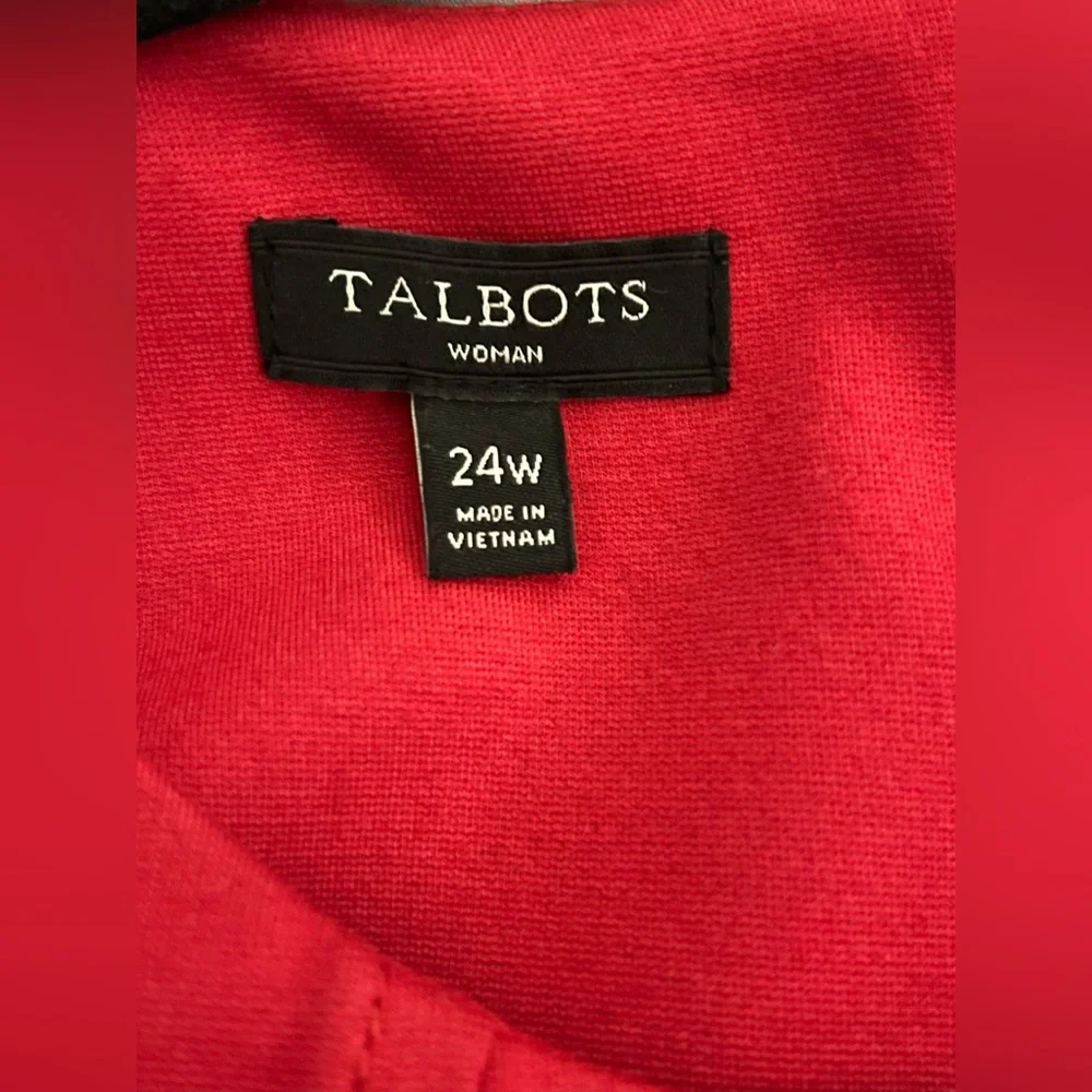 Talbots Woman Red Sheath Dress Knee Length Short Sleeve Pockets Back Zip Sz 24W - Picture 4 of 5